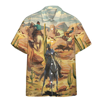 Gearhumans 3D Cowboys Roping Through The Desert Custom Short Sleeve Shirt