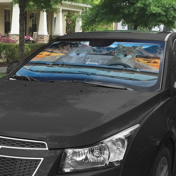 Gearhumans 3D Coyote Couple Custom Car Auto Sunshade