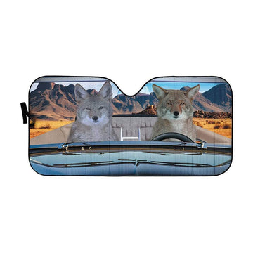 Gearhumans 3D Coyote Couple Custom Car Auto Sunshade