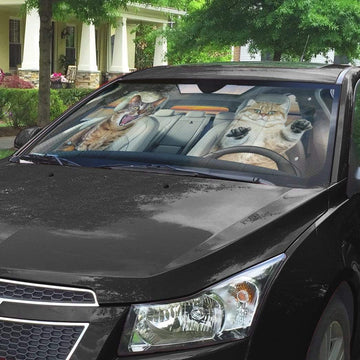 Gearhumans 3D Crazy Cats Custom Car Auto Sunshade