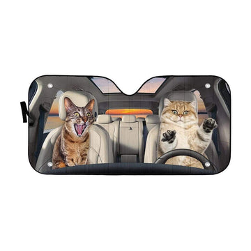 Gearhumans 3D Crazy Cats Custom Car Auto Sunshade