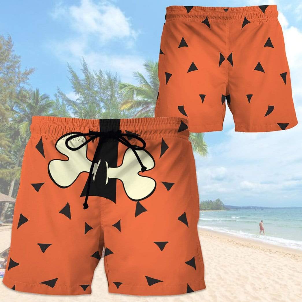 Gearhumans 3D Custom Beach Shorts Flintstones Bamm Bamm