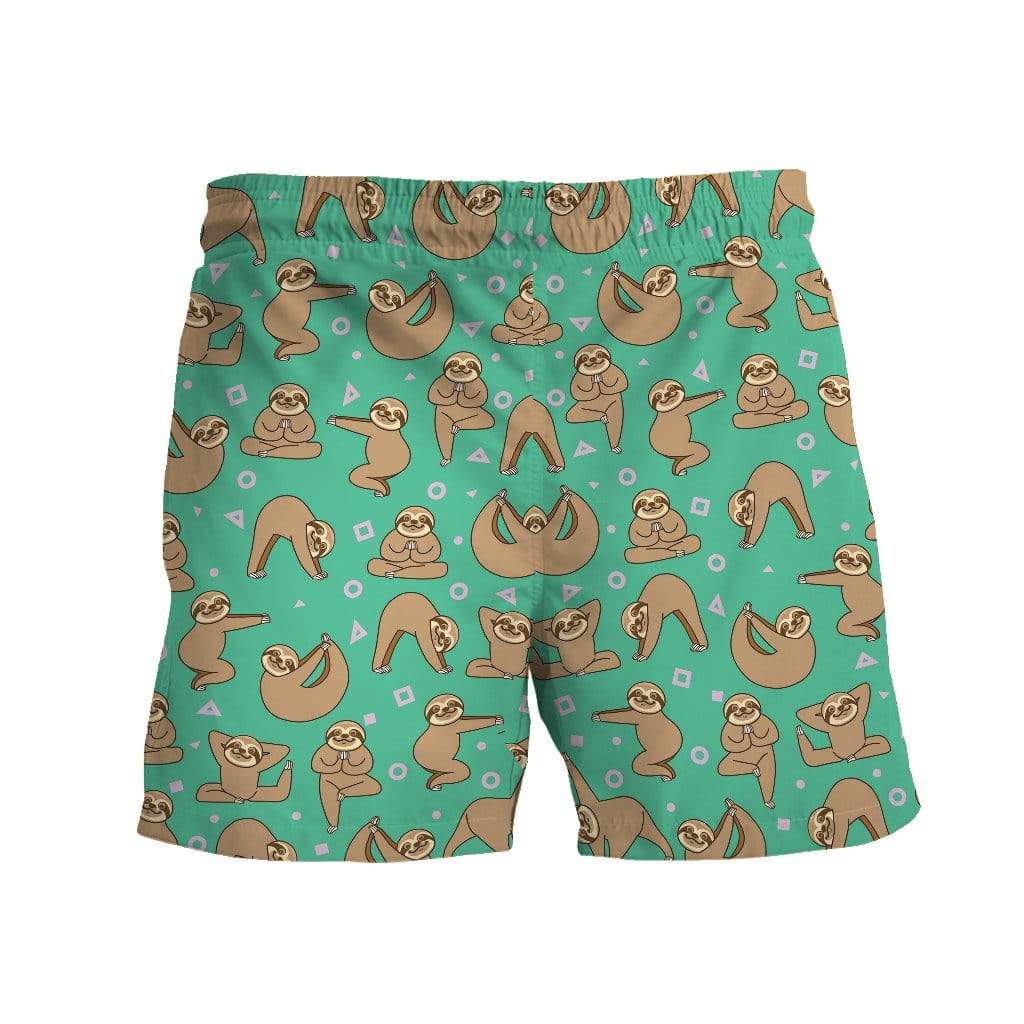 Gearhumans 3D Custom Beach Shorts Swim Trunks Yoga Sloth