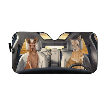 Gearhumans 3D Custom Car Auto Sunshade Kangaroos