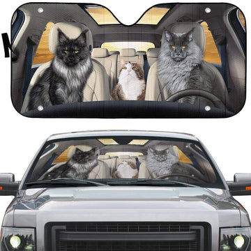 Gearhumans 3D Custom Maine Coon Bros Car Auto Sunshade