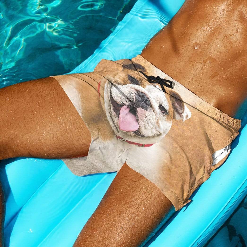 Gearhumans 3D Cute Face Bulldog Custom Summer Beach Shorts Swim Trunks GV120624 Men Shorts 