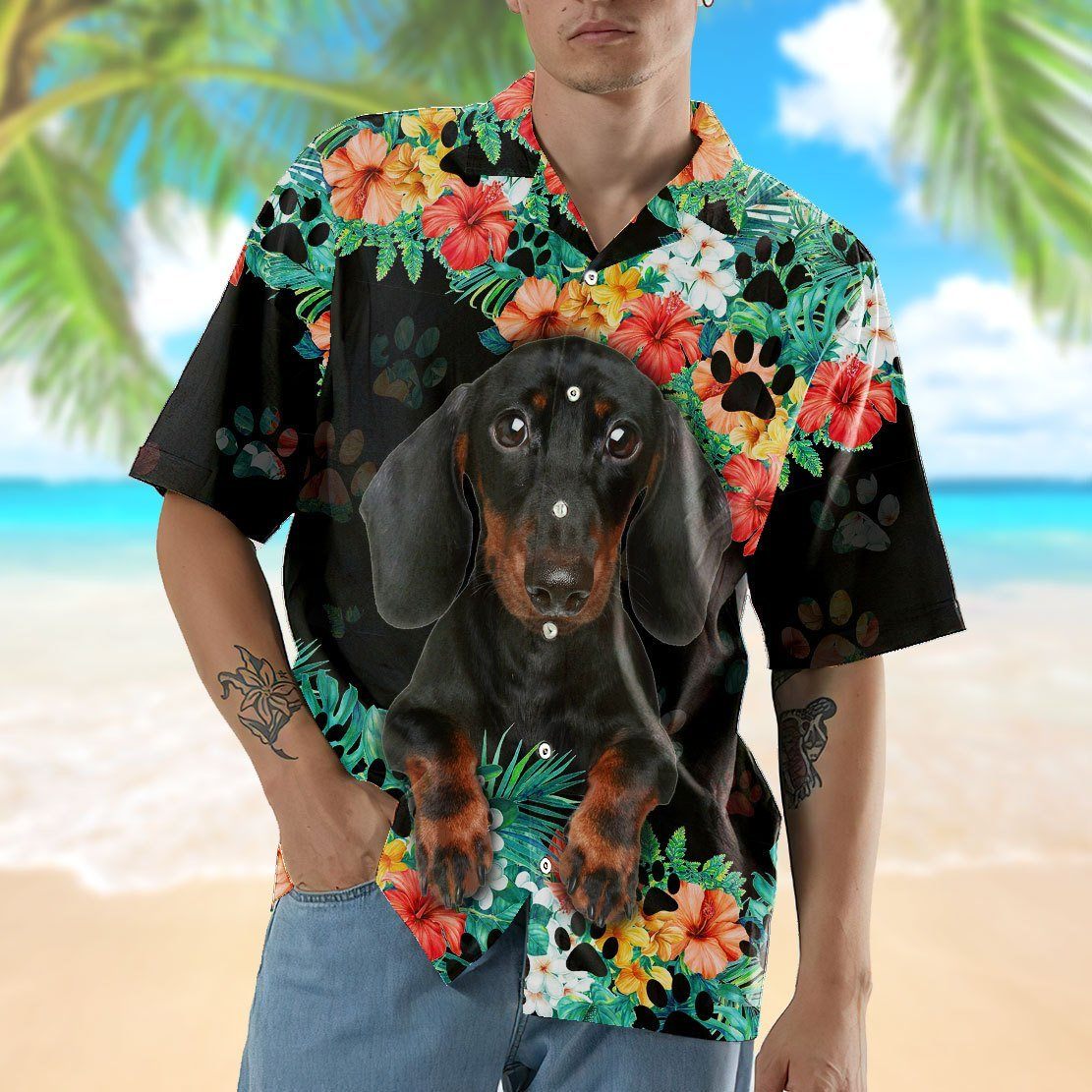 Gearhumans 3D Dachshund Hawaii Shirt ZZ02045 Hawai Shirt 