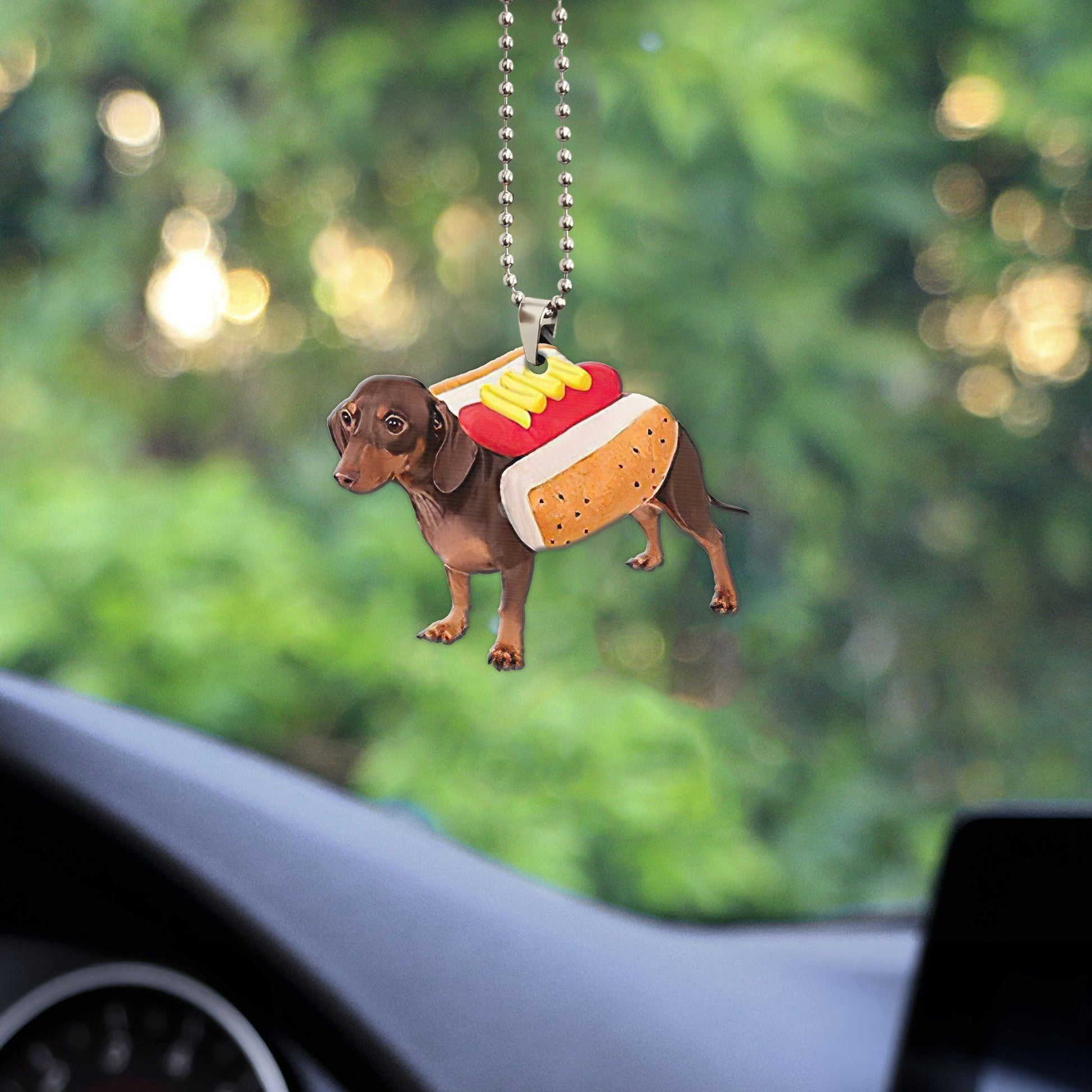 Gearhumans 3D Dachshund Hotdoggo Custom Car Hanging GO26052110 Car Hanging 