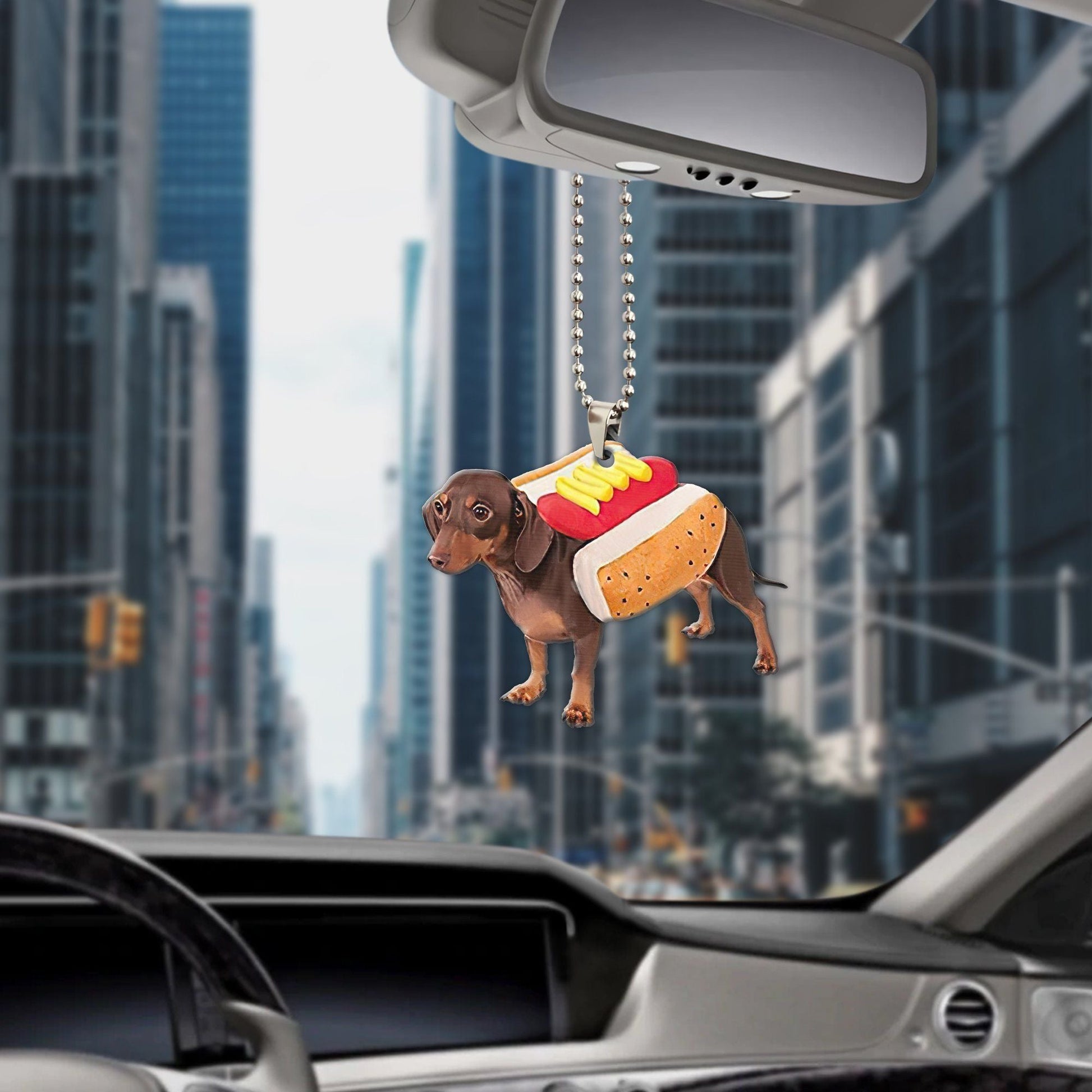 Gearhumans 3D Dachshund Hotdoggo Custom Car Hanging GO26052110 Car Hanging 