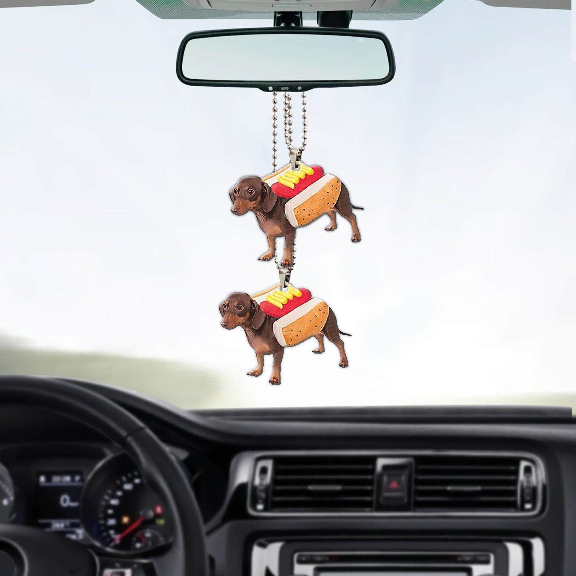 Gearhumans 3D Dachshund Hotdoggo Custom Car Hanging GO26052110 Car Hanging 