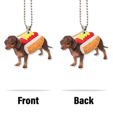 Gearhumans 3D Dachshund Hotdoggo Custom Car Hanging