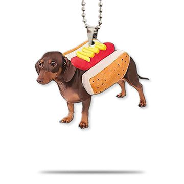 Gearhumans 3D Dachshund Hotdoggo Custom Car Hanging