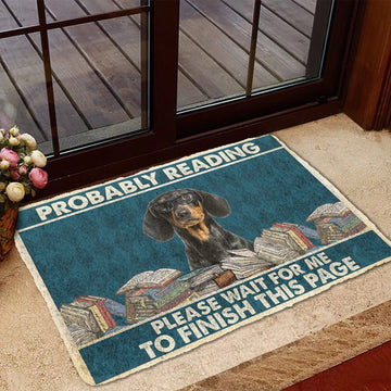 Gearhumans 3D Dachshund Probably Reading Please Wait Custom Doormat