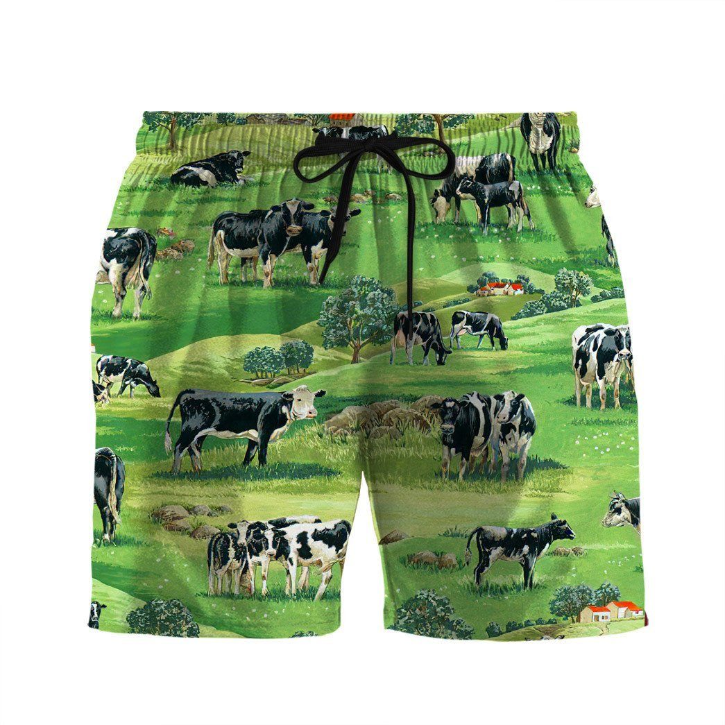 Gearhumans 3D Dairy Cow Beach Short ZZ26052111 Men Shorts Beach Shorts / S 