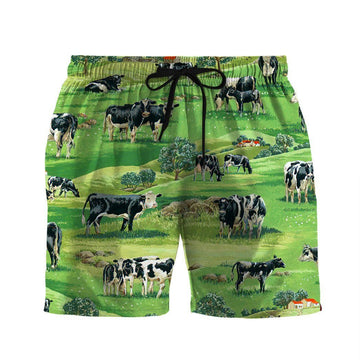 Gearhumans 3D Dairy Cow Beach Short ZZ26052111 Men Shorts Beach Shorts / S 