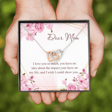 Gearhumans 3D Dear Mom Happy Mothers Day Interlocking Hearts Necklace