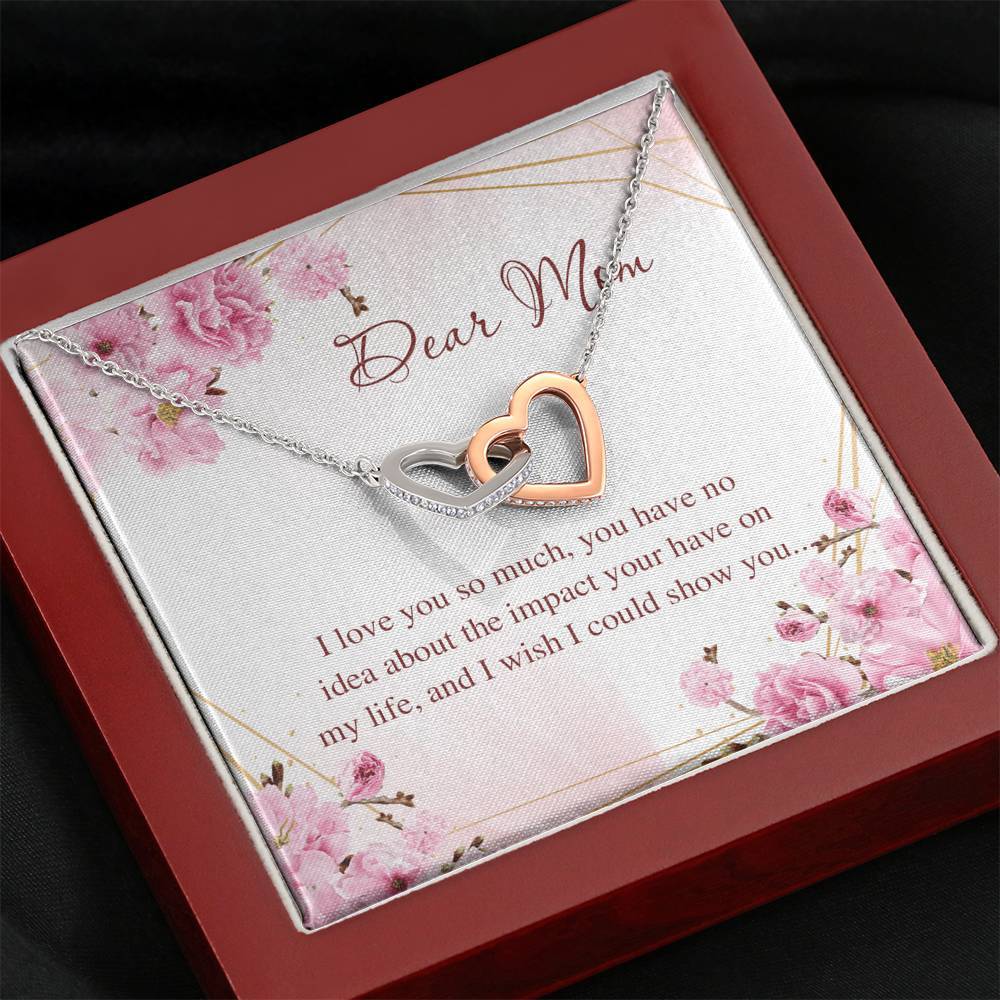 Gearhumans 3D Dear Mom Happy Mothers Day Interlocking Hearts Necklace GS2604219 ShineOn Fulfillment Mahogany Style Luxury Box 