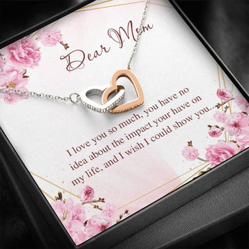 Gearhumans 3D Dear Mom Happy Mothers Day Interlocking Hearts Necklace GS2604219 ShineOn Fulfillment Standard Box 