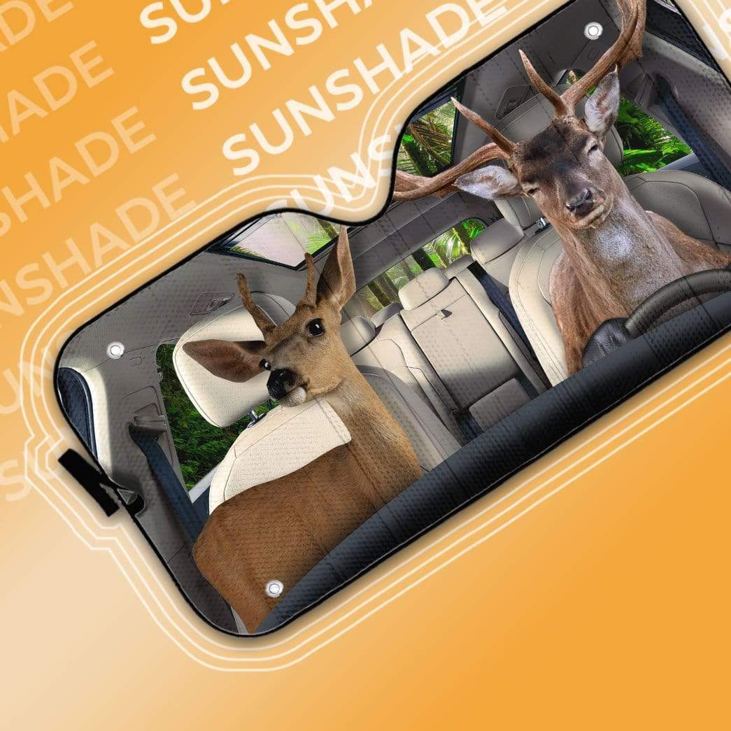 gearhumans 3D Deer Custom Car Auto Sunshade GS29077 Auto Sunshade 