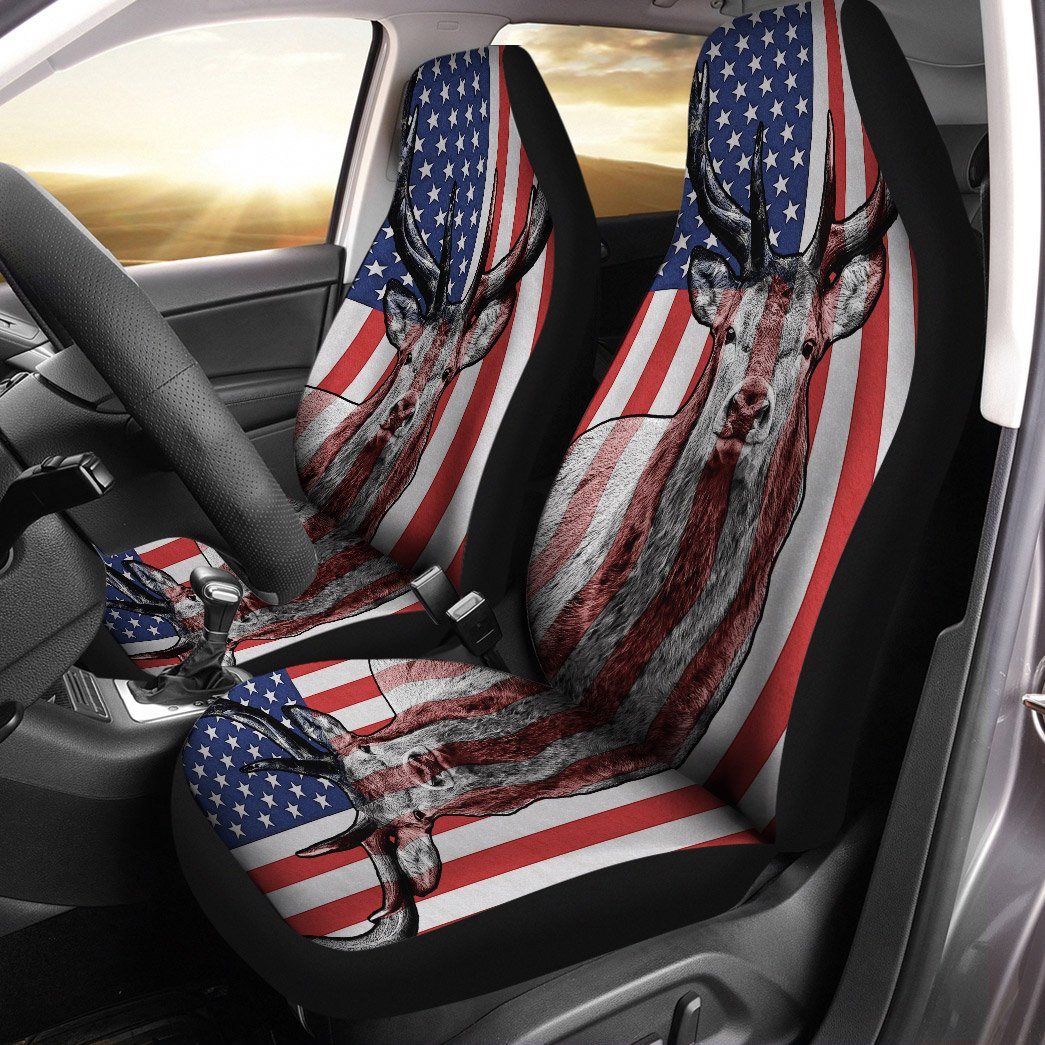 Gearhumans 3D Deer Hunting American Custom Car Seat Covers GW1606216 Car Seat Covers 