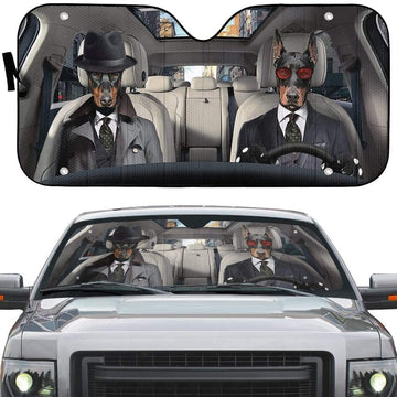 Gearhumans 3D Detective Doberman Pinscher Auto Sunshade