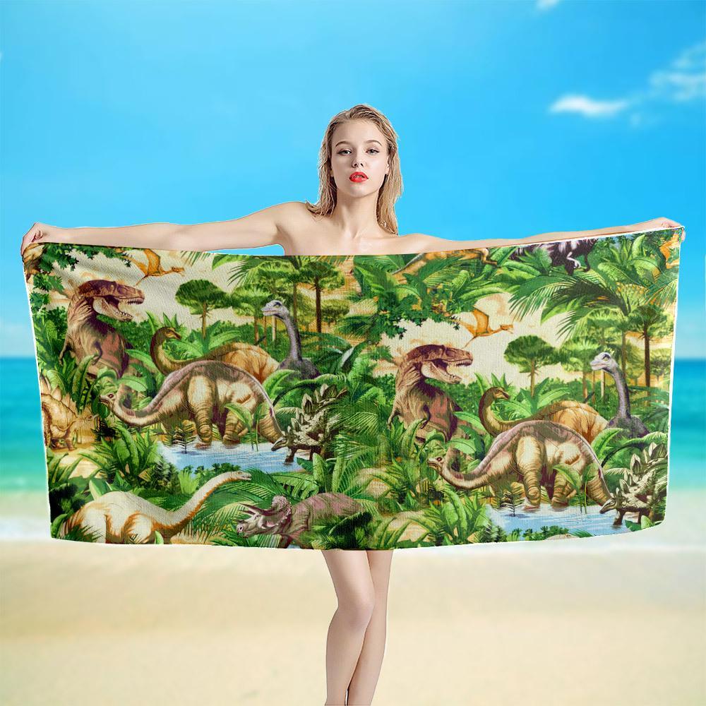 Gearhumans 3D Dinosaur Beach Towel ZZ2505212 Towel 