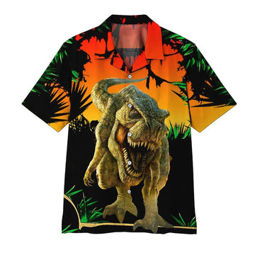 Gearhumans 3D Dinosaur Hawaii Shirt ZZ1405211 Hawai Shirt Short Sleeve Shirt S 