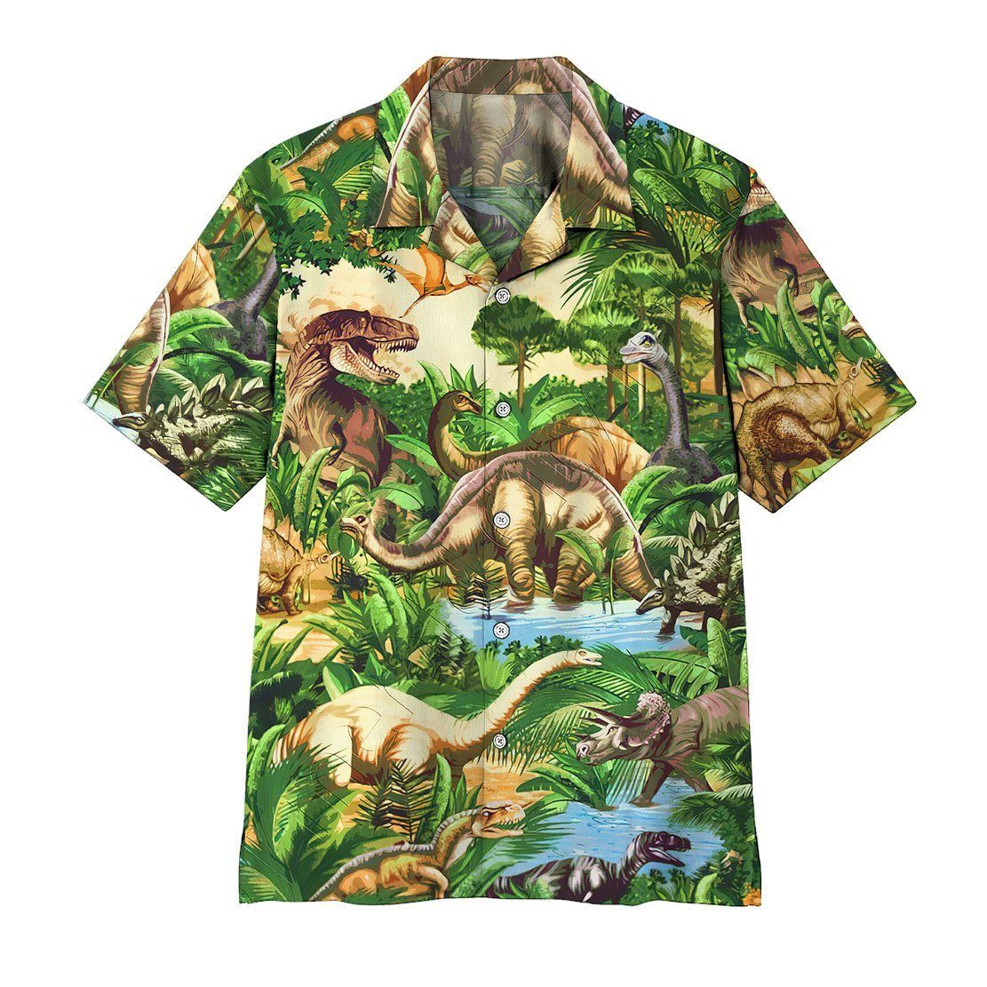 Gearhumans 3D Dinosaur Hawaii Shirt ZZ1905212 Hawai Shirt Hawaii Shirt S 