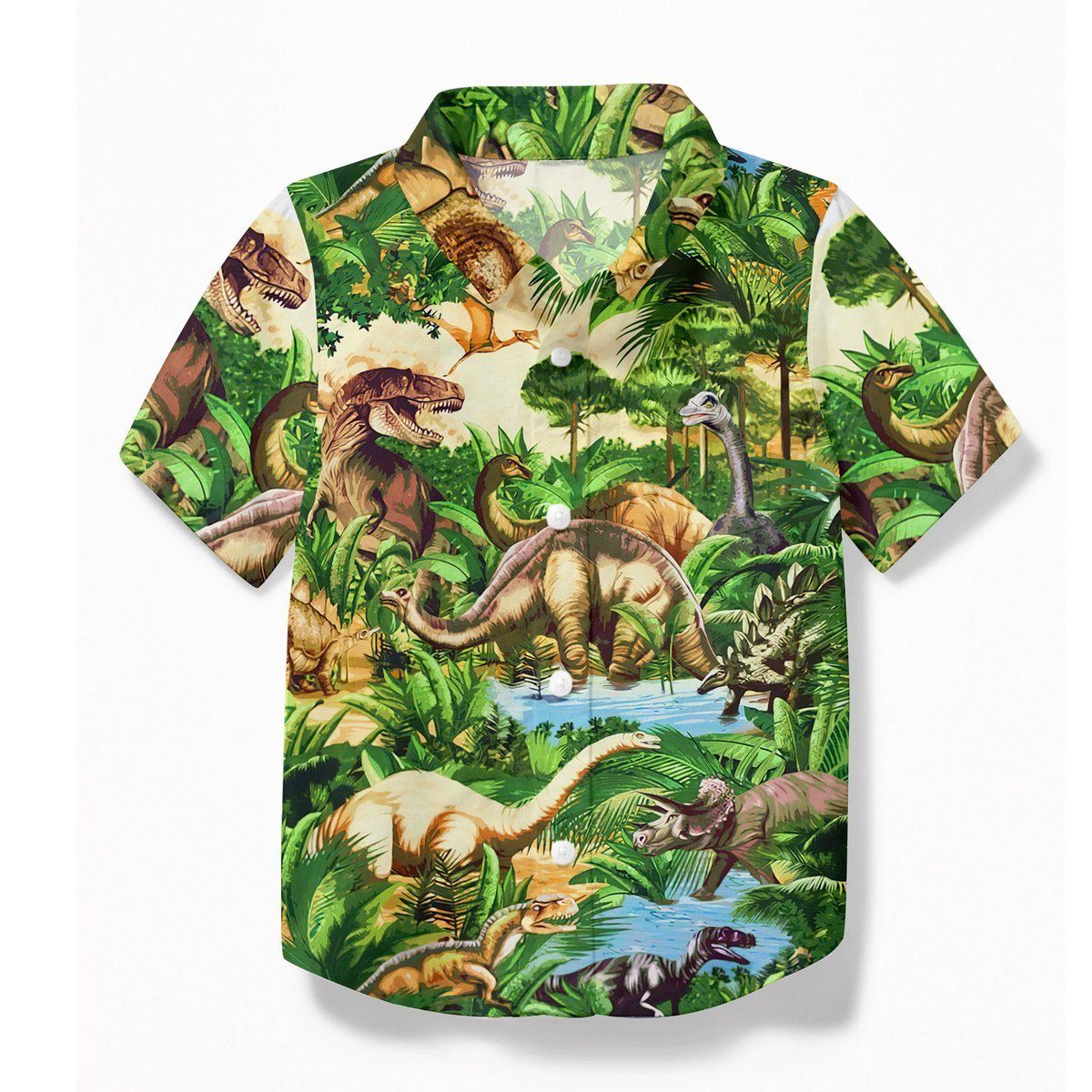 Gearhumans 3D Dinosaur Hawaii Shirt ZZ1905212 Hawai Shirt Kid Hawaii Shirt XS 