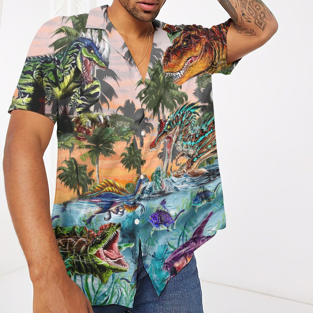 Gearhumans 3D Dinosaur Jura World Custom Short Sleeve Shirt GS1506219 Hawai Shirt 