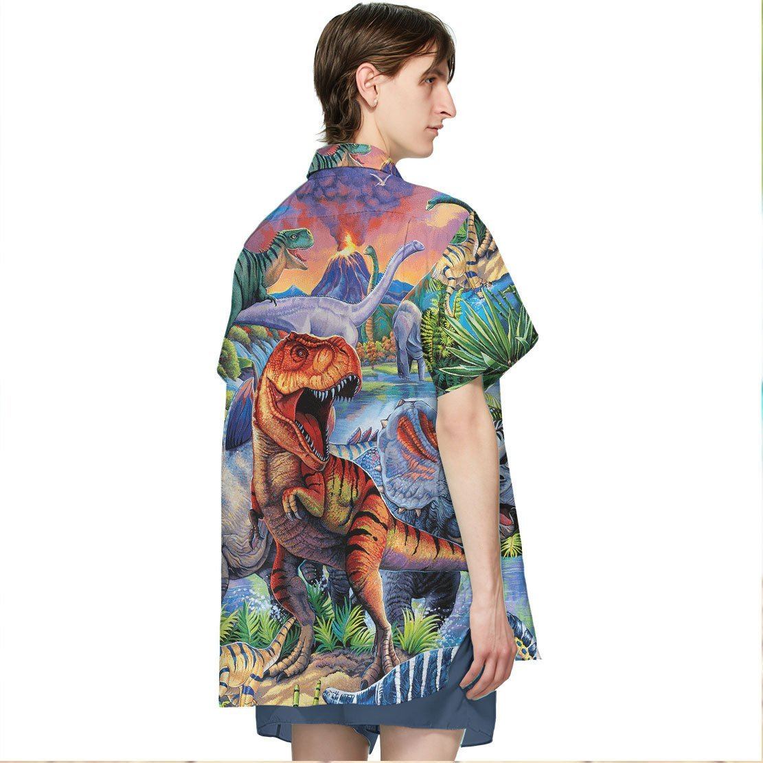 Gearhumans 3D Dinosaur Population Hawaii Shirt ZK2505213 Hawai Shirt 