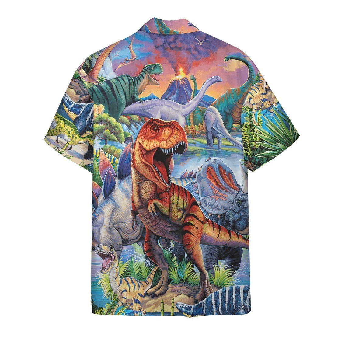 Gearhumans 3D Dinosaur Population Hawaii Shirt ZK2505213 Hawai Shirt 