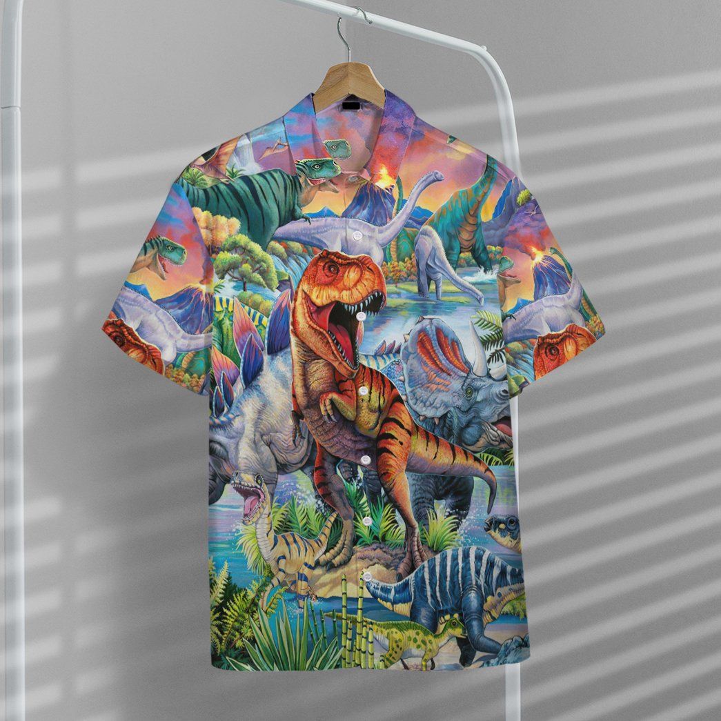 Gearhumans 3D Dinosaur World Hawaiian Custom Short Sleeve Shirts GW1406215 Hawai Shirt 