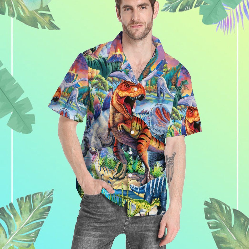 Gearhumans 3D Dinosaur World Hawaiian Custom Short Sleeve Shirts GW1406215 Hawai Shirt 