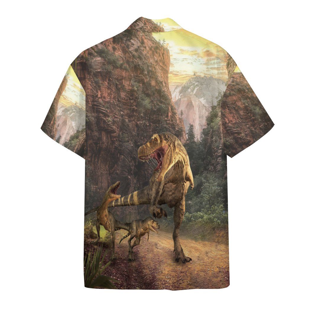 Gearhumans 3D Dinosaurs Park Hawaii Custom Short Sleeve Shirts GW1406219 Hawai Shirt 