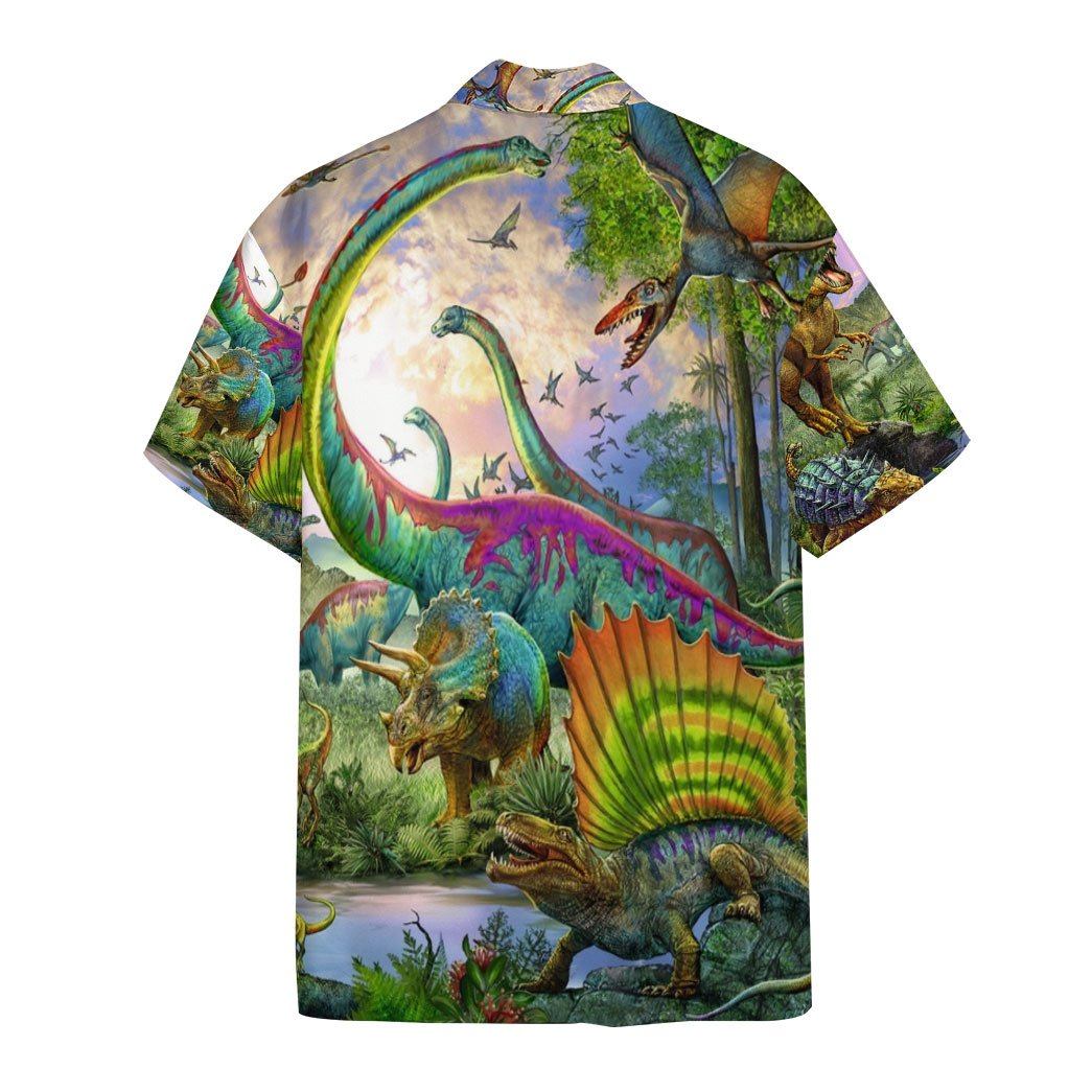 Gearhumans 3D Dinosaurs Park Hawaii Custom Short Sleeve Shirts GW1506211 Hawai Shirt 