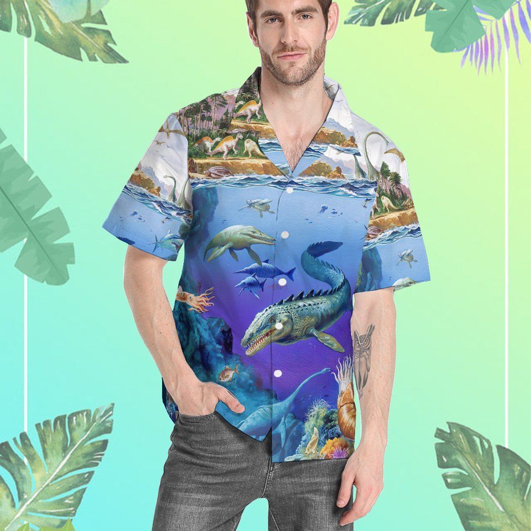 Gearhumans 3D Dinosaurs Population Hawaii Shirt ZK2505216 Hawai Shirt 
