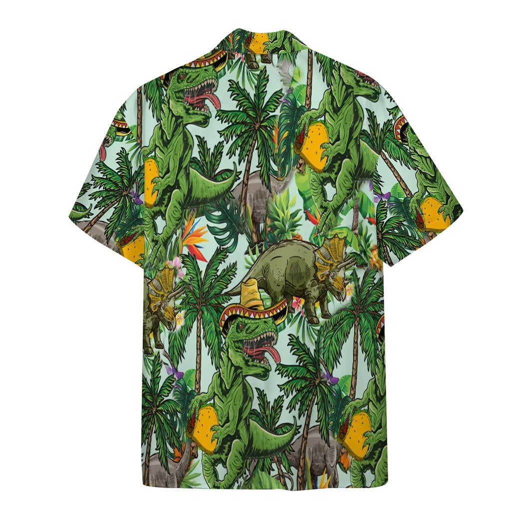 Gearhumans 3D Dinosaurs Taco Hawaiian Custom Short Sleeve Shirts GW1406211 Hawai Shirt 