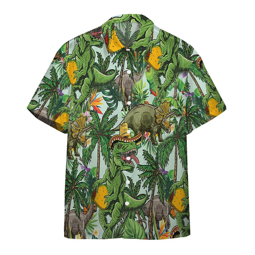 Gearhumans 3D Dinosaurs Taco Hawaiian Custom Short Sleeve Shirts GW1406211 Hawai Shirt Short Sleeve Shirt S 