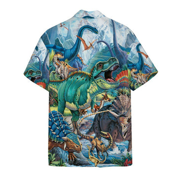 Gearhumans 3D Dinotopia Hawaiian Custom Short Sleeve Shirts