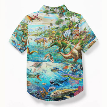 Gearhumans 3D Discover the Dinosaurs World Custom Kid Hawai Shirt GS24062138 Hawai Shirt Kid 