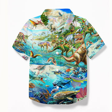 Gearhumans 3D Discover the Dinosaurs World Custom Kid Hawai Shirt GS24062138 Hawai Shirt Kid Hawai Shirt Kid XS 