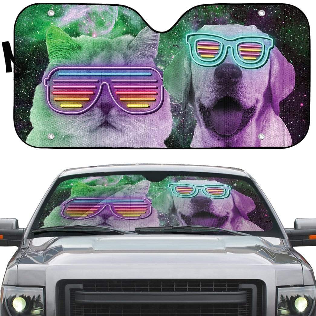 gearhumans 3D DJ Labrador retriever and Persian Custom Car Auto Sunshade GD120517 Auto Sunshade 