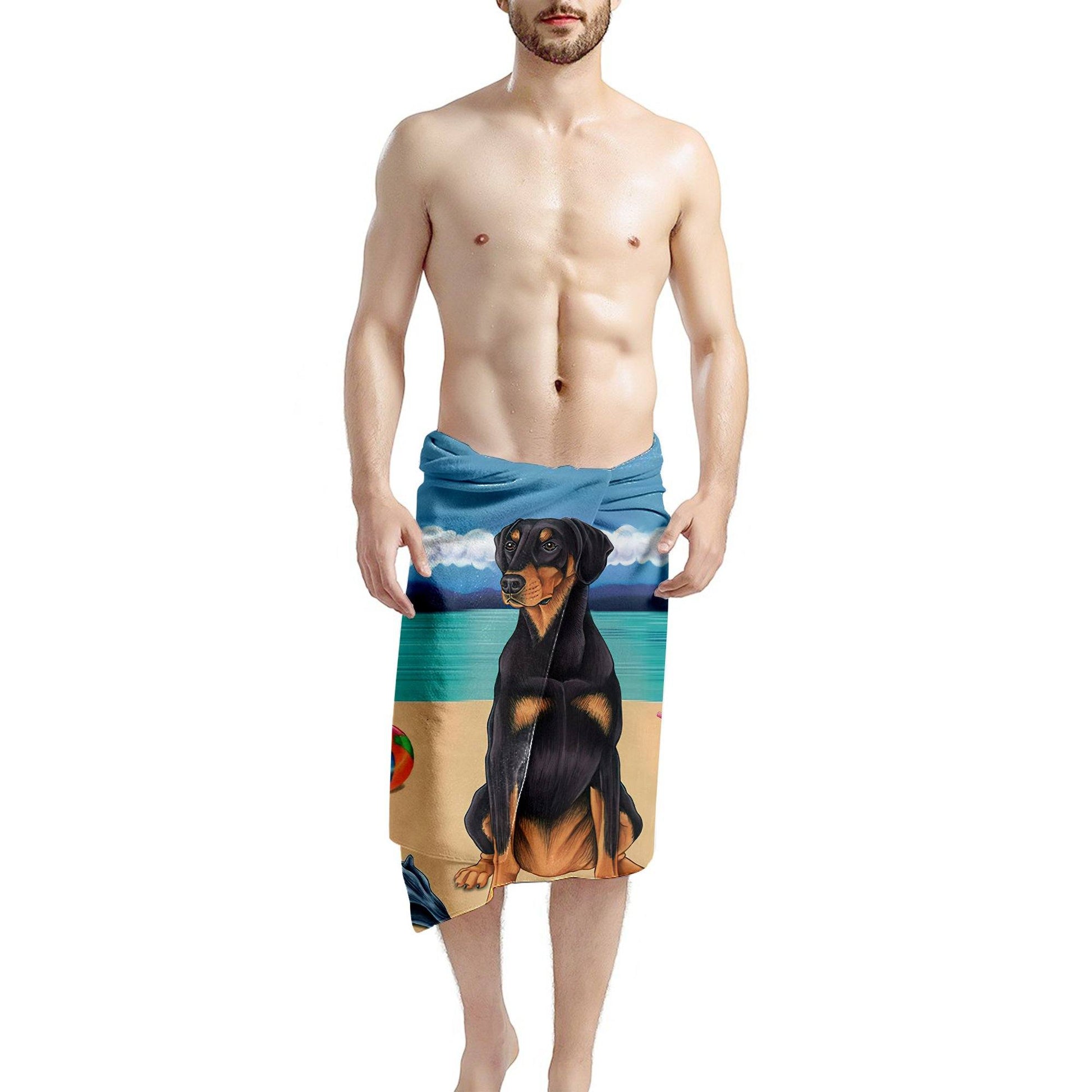 Gearhumans 3D Doberman Dog Custom Beach Towel GW1205214 Towel 