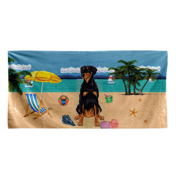 Gearhumans 3D Doberman Dog Custom Beach Towel