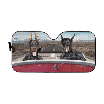 Gearhumans 3D Doberman Dogs Custom Car Auto Sunshade