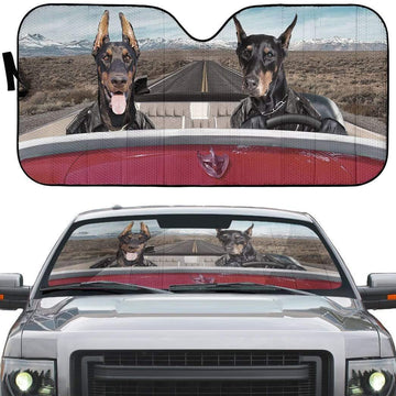 Gearhumans 3D Doberman Dogs Custom Car Auto Sunshade