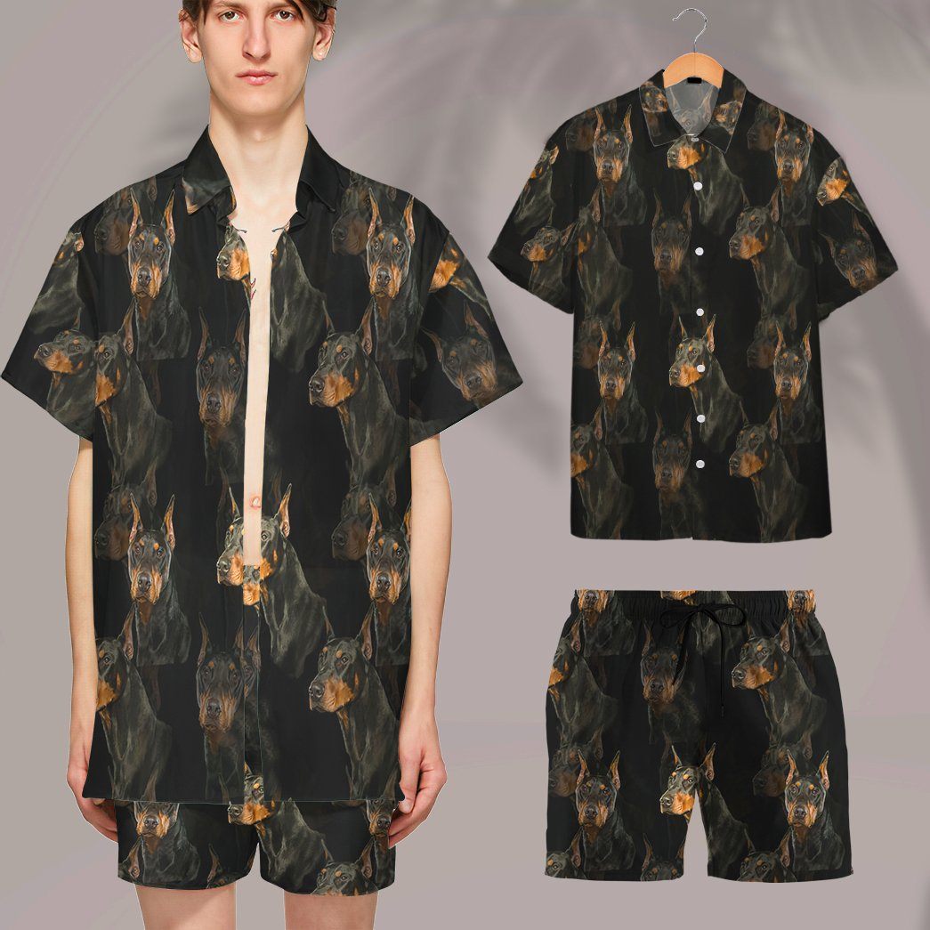 Gearhumans 3D Doberman Dogs Custom Hawaii Shirt GO11052111 Hawai Shirt 