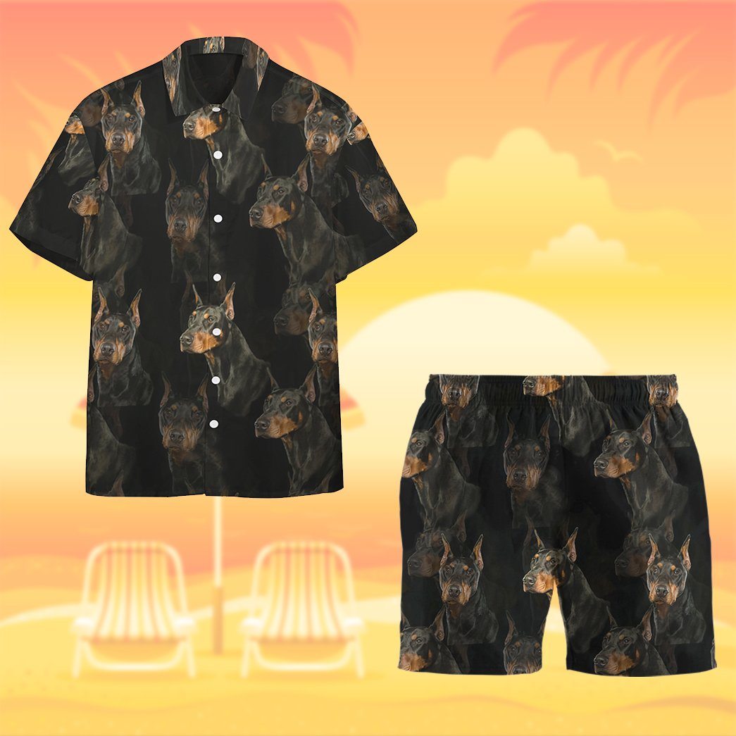 Gearhumans 3D Doberman Dogs Custom Hawaii Shirt GO11052111 Hawai Shirt 