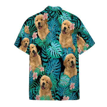Gearhumans 3D Dog Hawaiian Tropical Custom Photo Short Sleeve Shirt